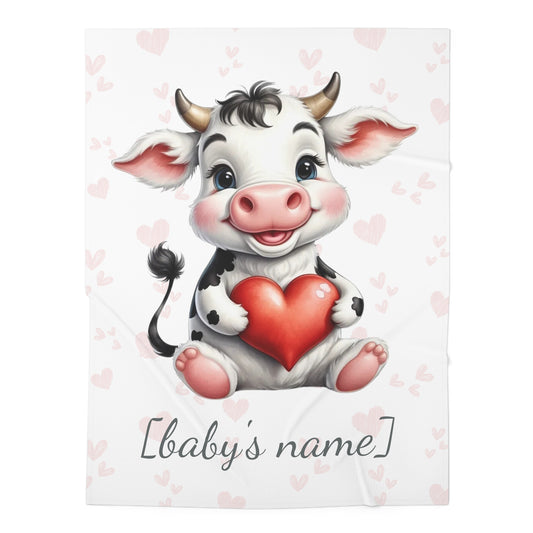 Cassie the Cow - Personalized Baby Swaddle Blanket