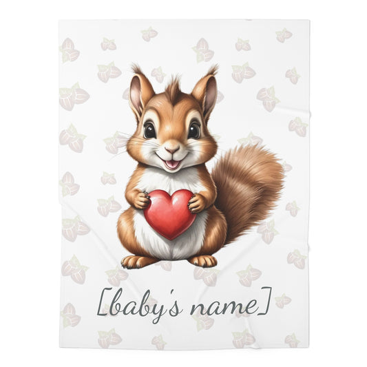 Sammy the Squirrel - Personalized Baby Swaddle Blanket