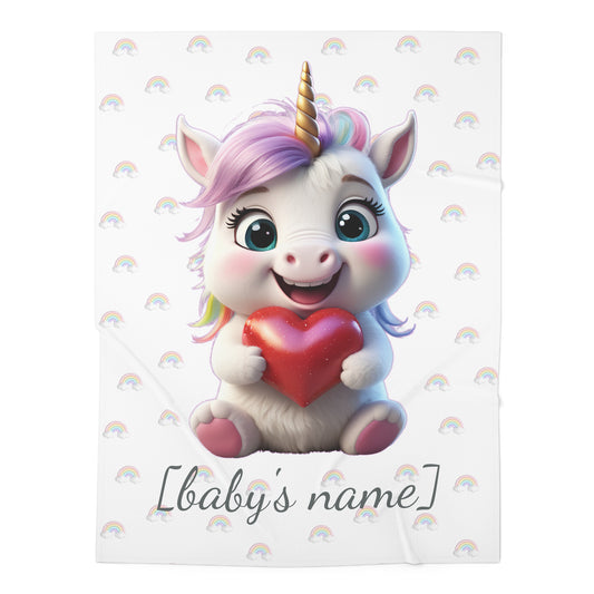 Twinkle the Unicorn - Personalized Baby Swaddle Blanket
