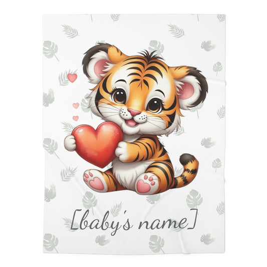 Toby the Tiger - Personalized Baby Swaddle Blanket